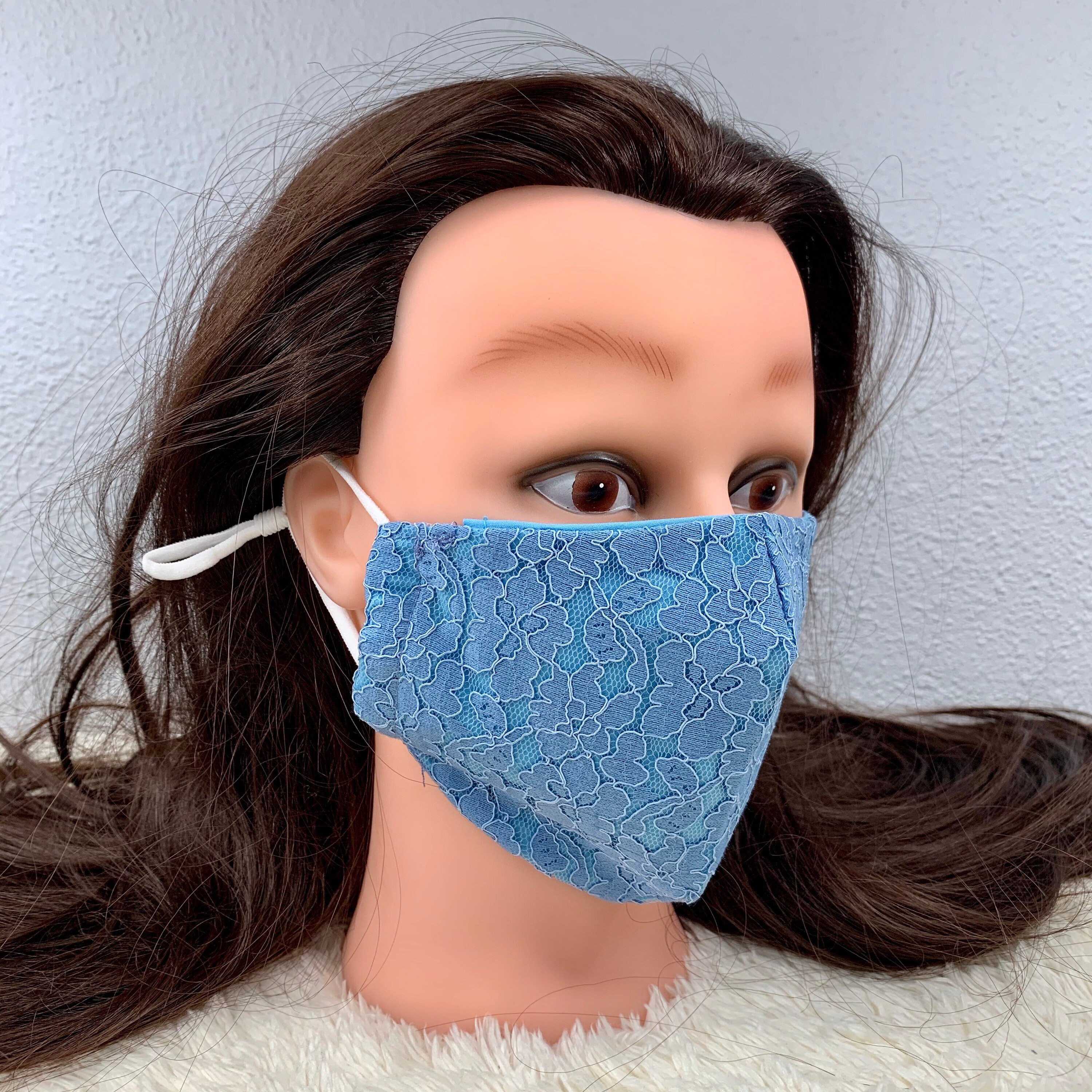 Blue Floral Lace Face Mask w/ 2pc Filter Etsy