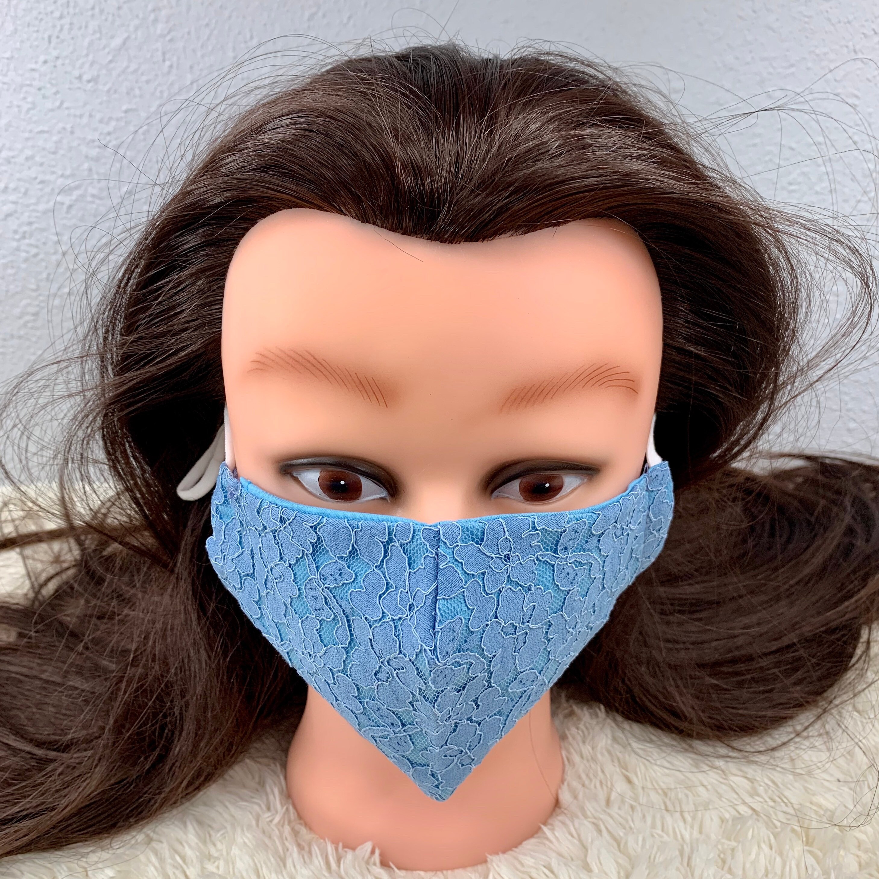 Blue Floral Lace Face Mask w/ 2pc Filter Etsy
