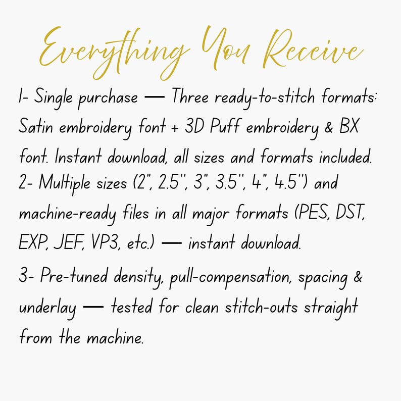 Embroidery Font Bundle – Satin + 3D Puff + BX Keyboard Ready + Multi-Format Machine Files image 6
