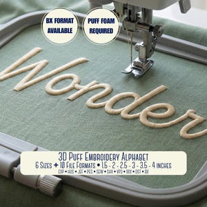 3D-lettertype bladerdeegborduurwerk; 3D-lettertype cursief schrift, 6 maten, BX-lettertype - PES + 8 andere formaten - voor borduurmachines