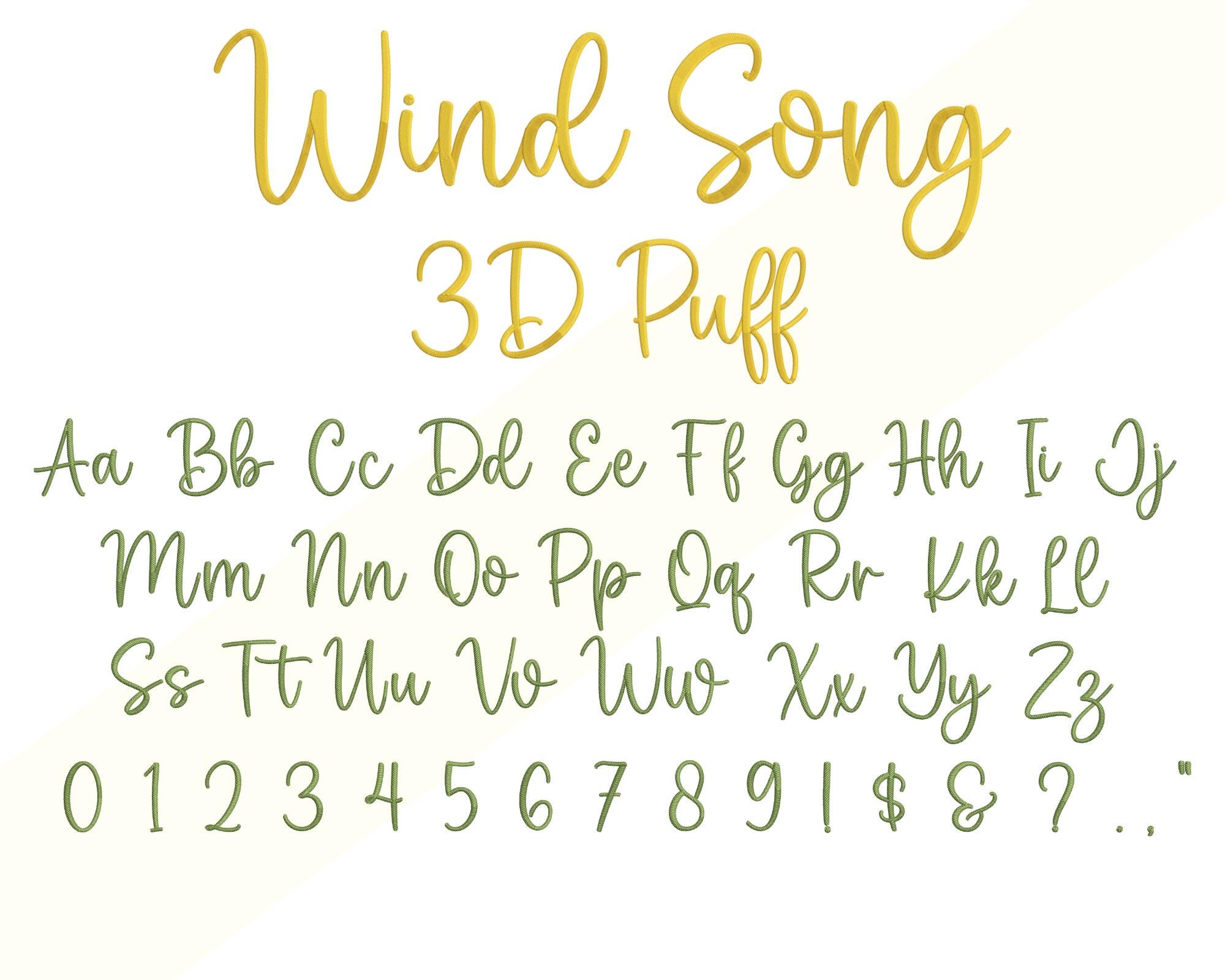 3D Puff Fonts Bundle, Cursive Script Fonts Bundle Embroidery Font; 5 ...