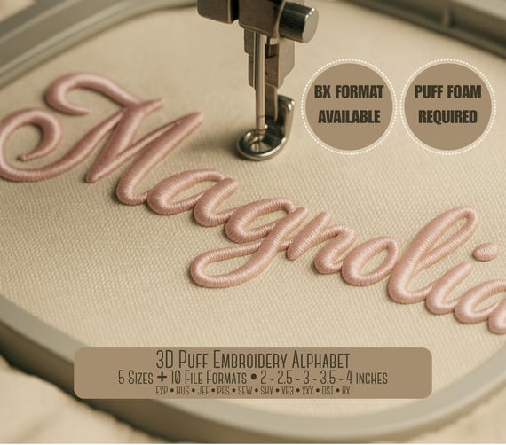 3D Puff embroidery alphabet Embroidery Font;BX font - PES + 8 other formats for Embroidery Machines