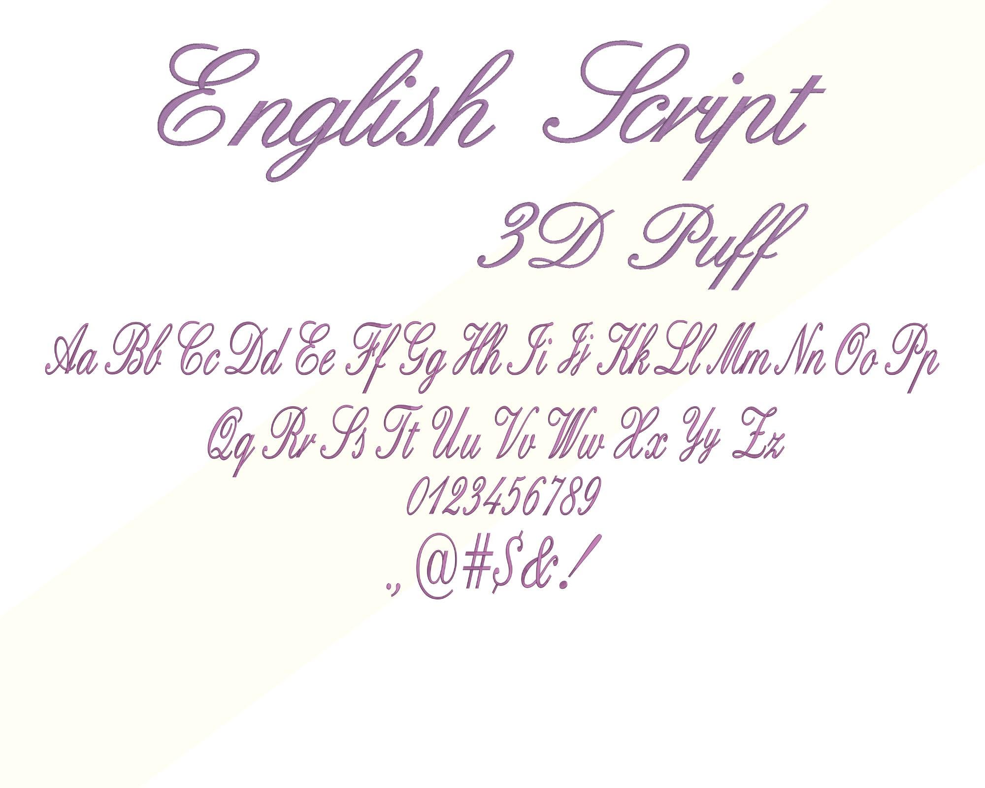 3D Puff Fonts Bundle, Cursive Script Fonts Bundle Embroidery Font; 5 ...