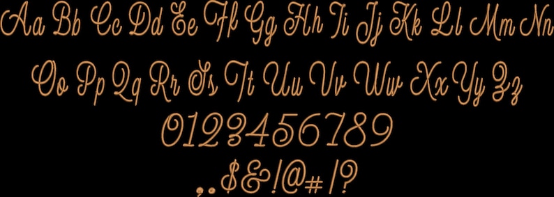 May include: A digital alphabet set featuring uppercase and lowercase letters from A to Z, numbers 0 through 9, and symbols including a comma, period, dollar sign, ampersand, exclamation point, at sign, hashtag, vertical bar, and question mark.