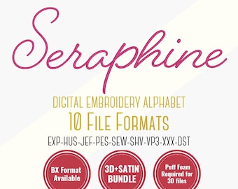 Paquete de fuentes para bordado: Satin + 3D Puff + BX Keyboard Ready + Archivos para máquinas multiformato