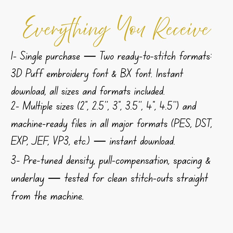 3D Puff Cursive Script Embroidery Font; 5 Sizes, BX Font, PES + 8 Other ...