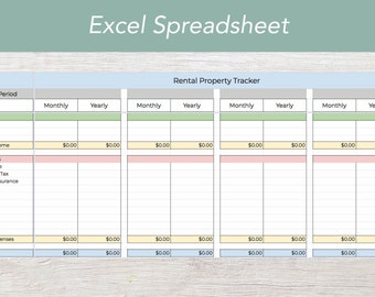 Rental Property Tracker, Rental Property Spreadsheet, Long Term Rental Tracker, Yearly, Monthly, Google Sheets compatible, Instant download