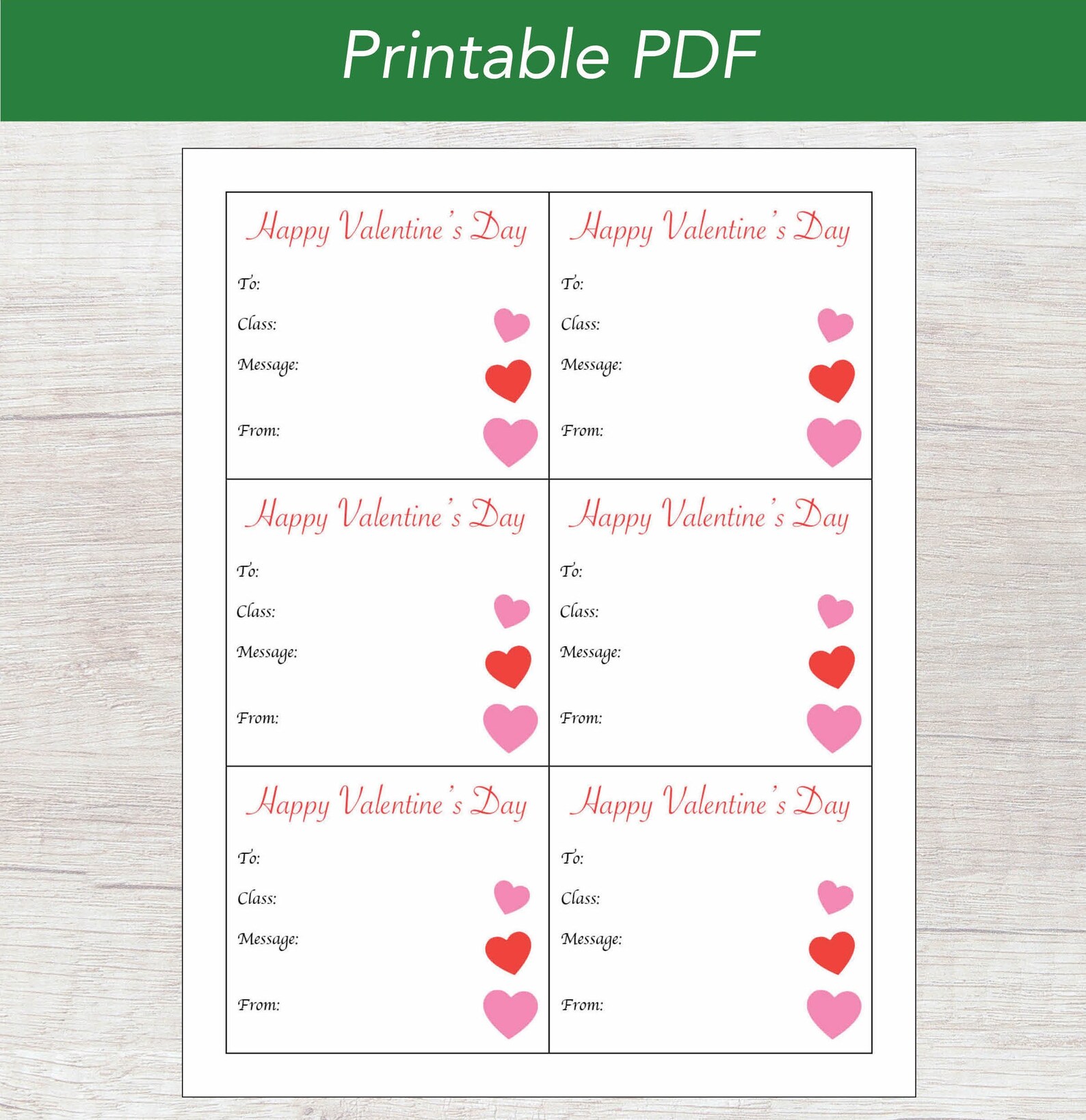 Valentine's Day Candy Gram Template, Printable PDF, Letter Size