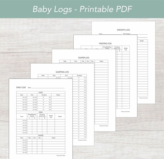 Printable Daily Baby Log Sleep Tracker Diaper Log Feeding - Etsy