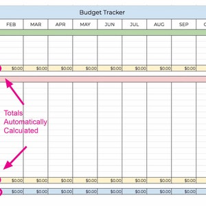 Budgetspårare, Excel-kalkylblad, Finansutgiftsspårare, Redigerbar, Årlig, Månadsvis, Kompatibel med Google Sheets, Direktnedladdning bild 2