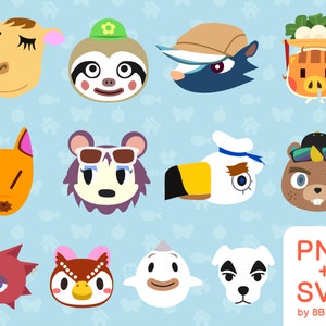 12 wysokiej jakości ikon postaci Animal Crossing New Horizons | Cute SVG | Pobieranie cyfrowe | Svg, Png, Ai, Pliki