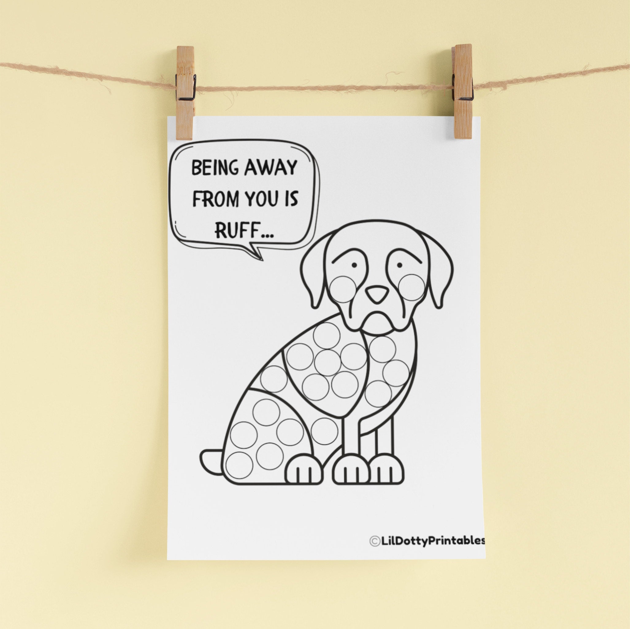 I Miss You Dog Printable Dot Activity - Etsy México
