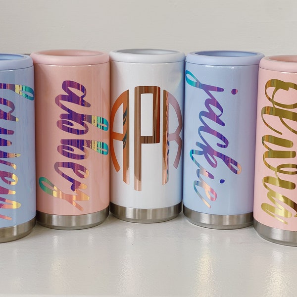 Personalized Slim Can Cooler, Skinny Can Cooler, Drink, Beverage, Can Insulator, Gifts for Best Friends, Girls Trip, Bachelorette trip