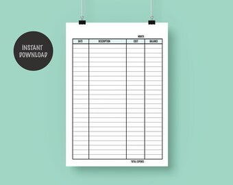 Cash Envelope Insert Printable | Cash Transaction Register | Cash Envelope Tracker | Budget Tracker | Spending Tracker | Expense Tracker