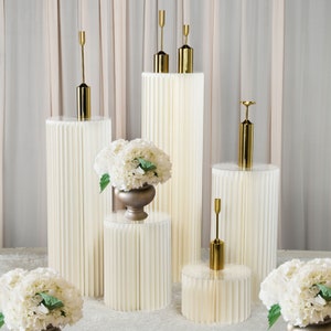5 Pcs Foldable Paper Cylinder Cake Stand - Round Cake Stands For Wedding, Birthdays, Baptisms Backdrop, Dessert Stand Columns, Dessert Table