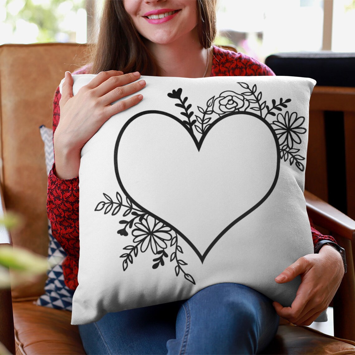 Floral Heart Frame Svg, Heart Svg Cut Files for Cricut Silhouette ...