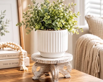 Wooden Plant Stand Rustic Farmhouse Decor Small Plant Riser Indoor Plant Pedestal Flower Pot Holder Candle Display Cottagecore Centerpiece