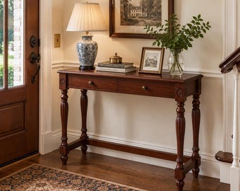 Traditional Colonial Console Table Entryway Table Sofa Table Hallway Table Writing Desk Vanity Table  with Drawers Accent Furniture Foyer
