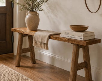 Narrow Entryway Bench End of Bed Bench Wooden Bench Rustic Bench Hallway Seating Modern Farmhouse Bench Bedroom Decor Small Space Furniture