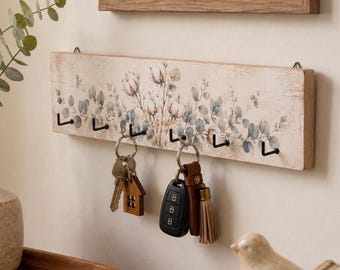 Key Holder Wall Mount Entryway Organizer Wall Hooks for Keys Key Rack Farmhouse Decor Mail and Key Holder Key Hanger Housewarming Gift Wall