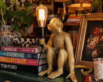 Sculptural Monkey Wall Sconce Gold Statement  Light Luxury Animal Lamp Modern Wall Lighting Decor Unique Home Accent Maximalist Eclectic