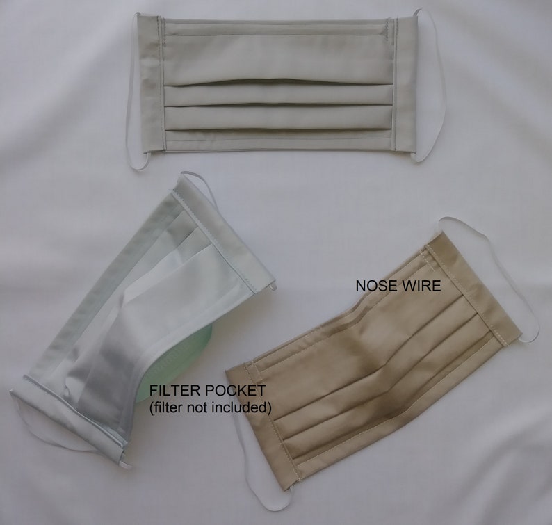 680 Thread Count Cotton Face Mask With Filter Pocket and Nose Etsy