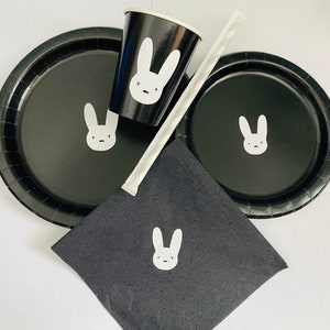 Bad bunny party decoration supply set, bad bunny birthday party set, birthday party supplies, birthday party cups plates napkins set