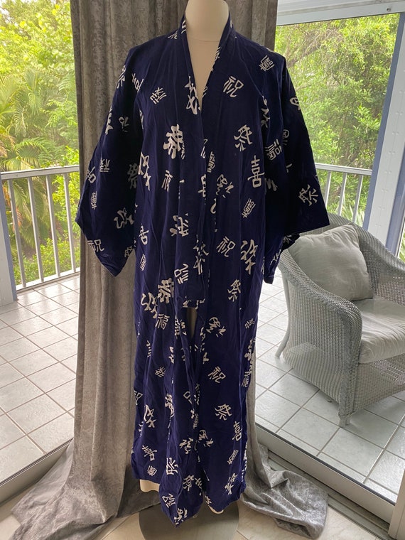 Blue kimono cotton robe