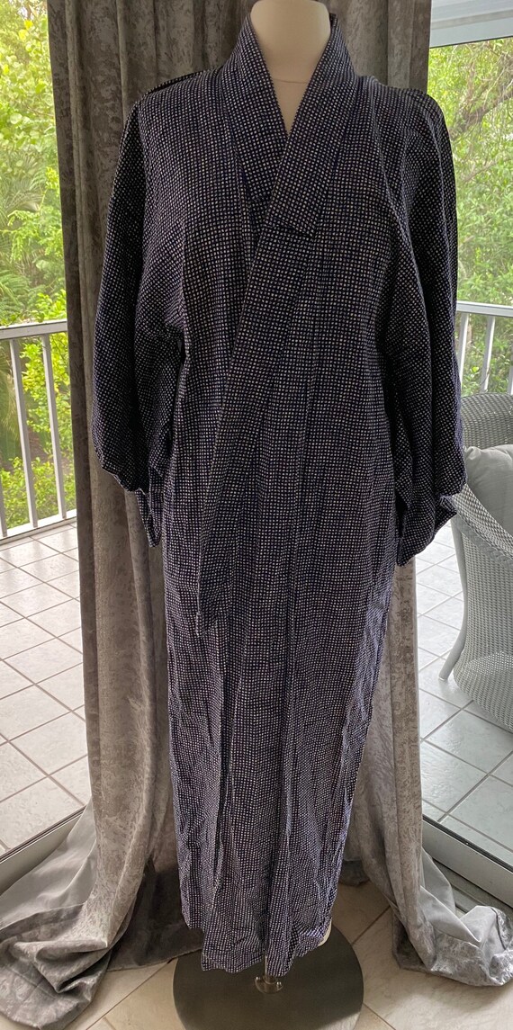 Vintage Blue Cotton Kimono