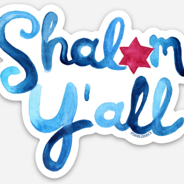 Shalom ~ vinyl sticker - thoughtful Jewish gift - Jewish stickers -Custom 3" x 2.47" Die cut sticker