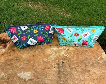 MahJong Tile Bags! Bright Floral! Flat Bottom — Easy to Fill!