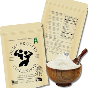 Hemp Heart Protein Concentrate, Muscle Blend, USA Grown and Produced, 100% Natural, Non-GMO, Vegan, Plant Based
