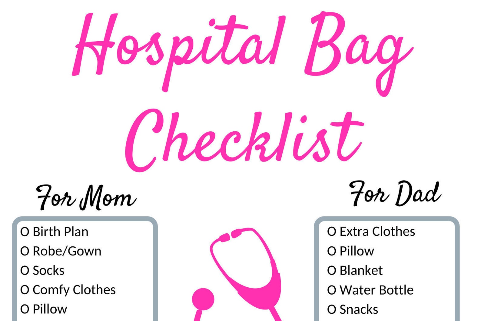 Hospital Bag Packing Checklist Delivery Packing List for Etsy
