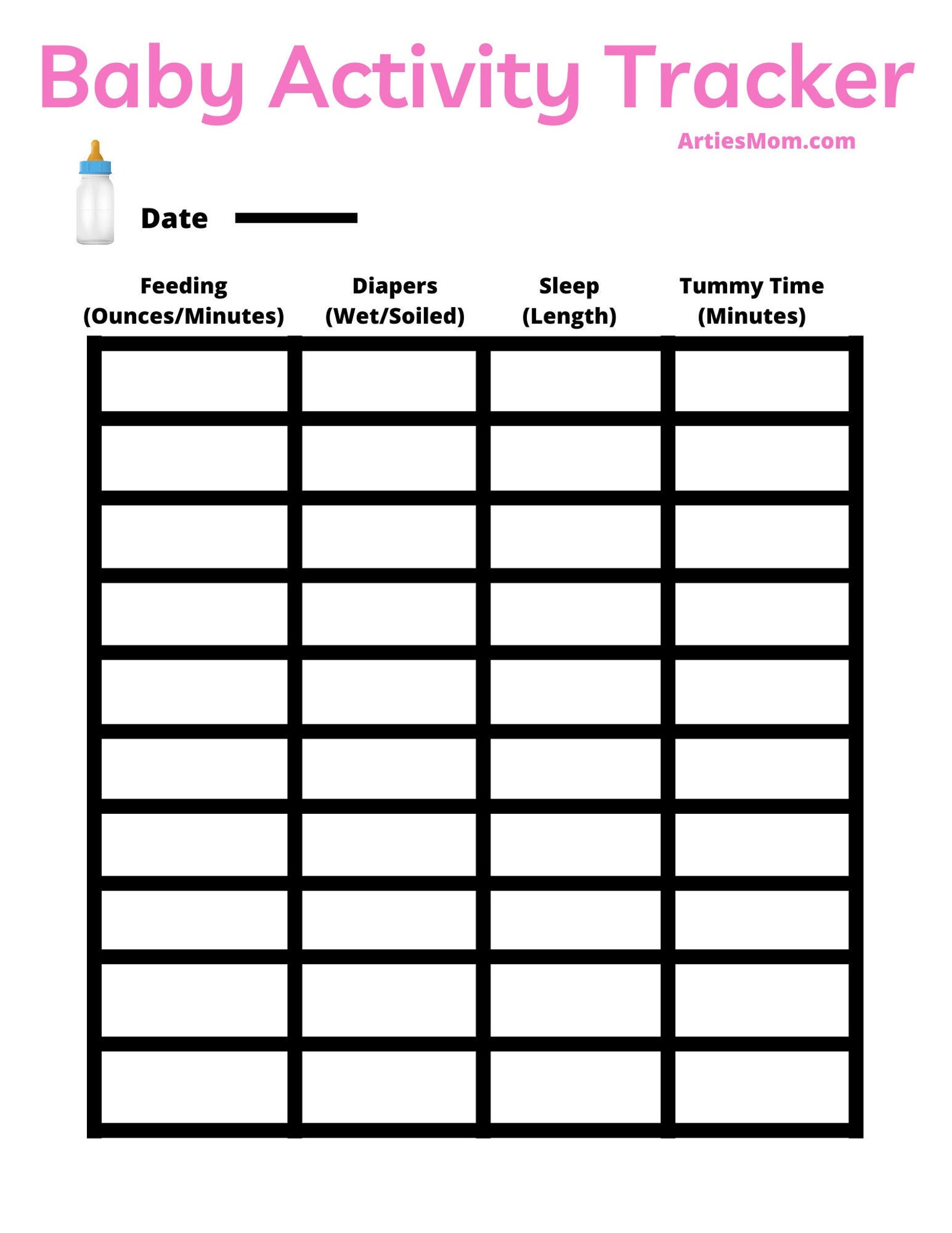 Printable Baby Activity Tracker Etsy