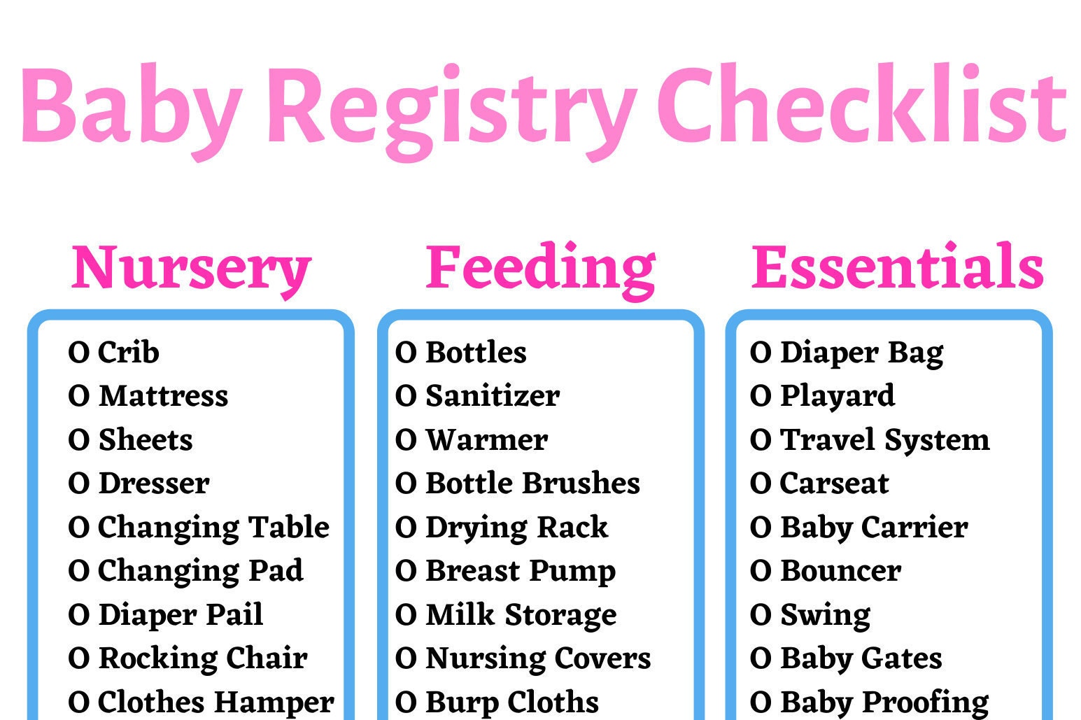baby registry checklist etsy