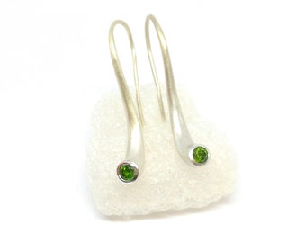Designer earrings silver 925 earrings with Tsavorite garnet green handmade