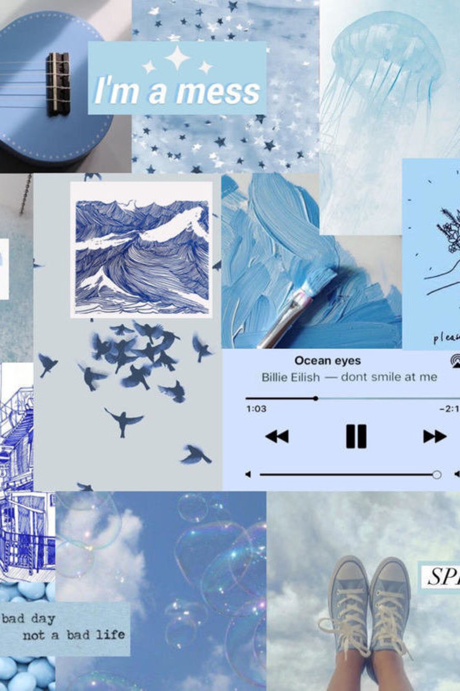 Light Blue Collage Laptop Wallpaper Etsy