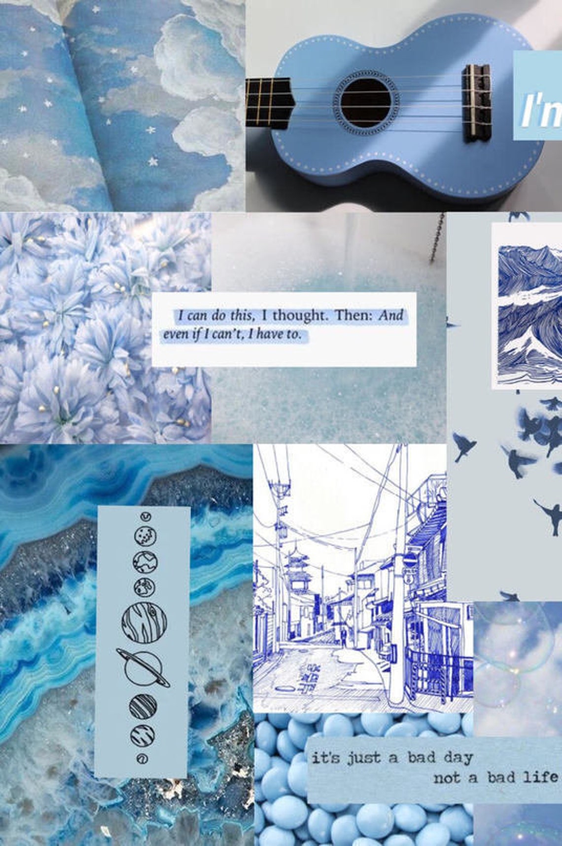 Light Blue Collage Laptop Wallpaper Etsy