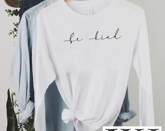 Be Kind Minimalist Long Sleeve | Bella Canvas Unisex Jersey Long Sleeve Tee | Womens Boho Crew Neck | Bee Kind Shirt