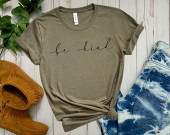 Be Kind Womens T-Shirt | Bella Canvas Unisex Jersey Short Sleeve Tee | Be Kind Inspirational Shirt | Minimalist, Graphic T-Shirt
