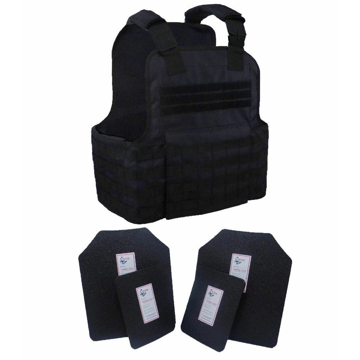 Tactical Scorpion Gear 4 Pc Level III AR500 Body Armor Plates Molle Vest Set-up