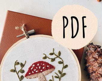 Wild Mushroom PDF - hand embroidery pattern pdf -  beginner modern embroidery pattern-  needlework instant download