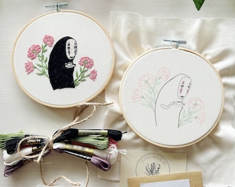 DIY -  Floral No Face - Anime Hand Embroidery Kit