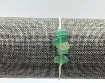 Pulsera de cordón de cera trenzada de chip de aventurina verde