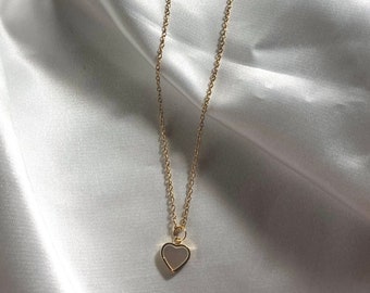 The Eleanor Necklace | mother of pearl gold heart necklace