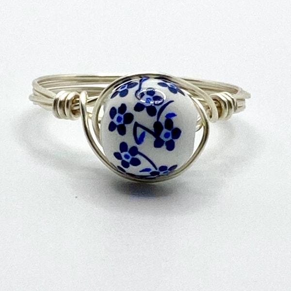 Wildflower Ceramic Wire Wrapped Ring