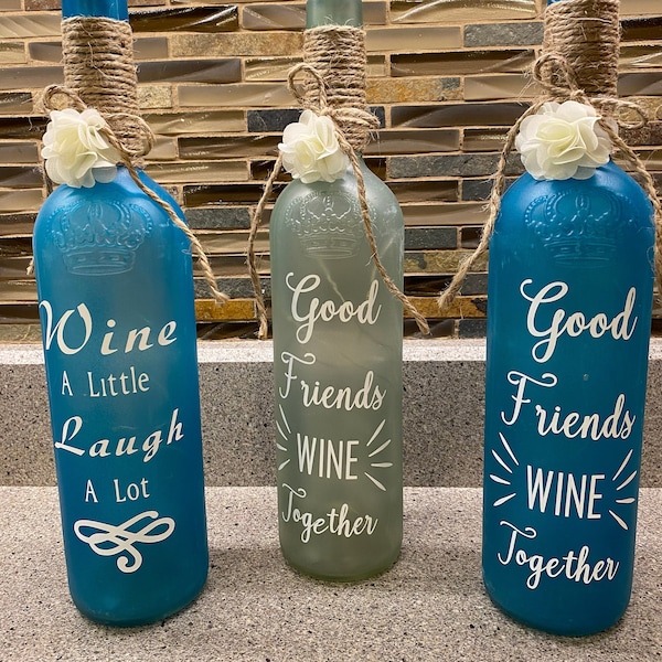 Frosted Wine Bottle Etsy