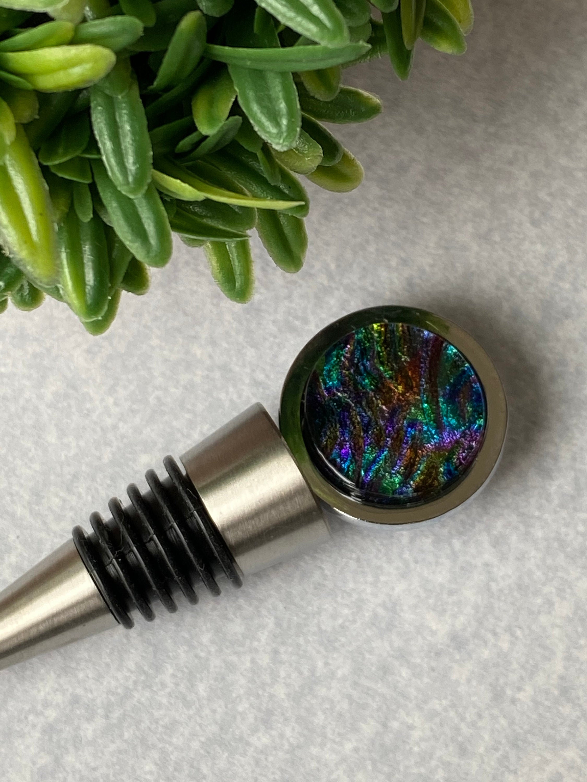 Fused Glass Wine Bottle Stopper Wine Bottle Topper Glass Etsy UK