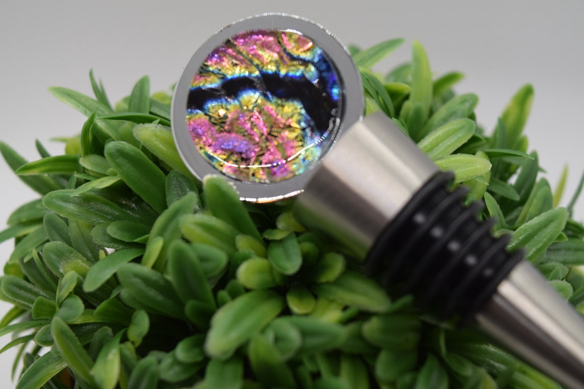 Fused Glass Wine Bottle Stopper, Wine Bottle Topper, Glass Bottle