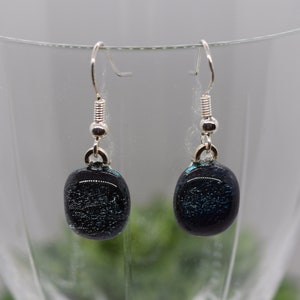 Fused Glass Earrings, Glass Earrings, Blue, Multi-Shade Earrings, Dangle Earrings